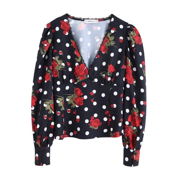 women's blouses & shirts autumn 2021 french retro v-collar long sleeve fashion point printed shirt, White
women's blouses & shirts autumn 2021 french retro v-collar long sleeve fashion point printed shirt, White