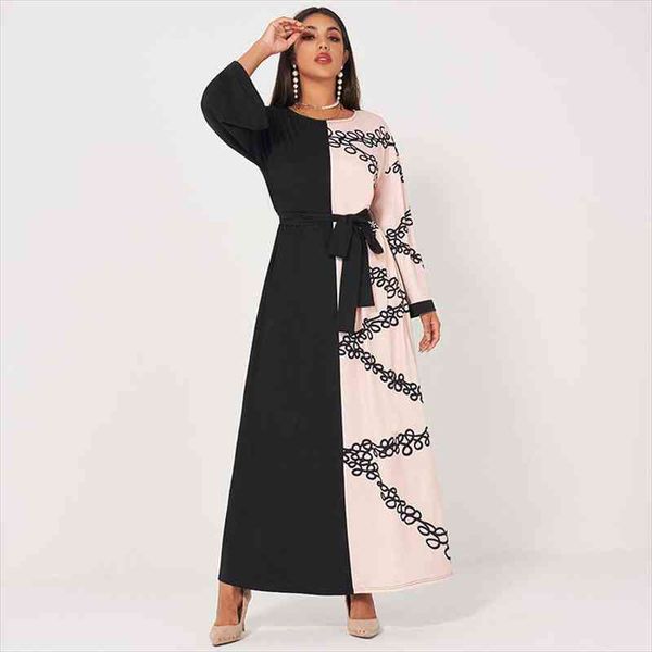 summer women long dress print black amp pink patchwork round neck wide belt a-line casual elegant long sleeves dresses, Black;gray
summer women long dress print black amp pink patchwork round neck wide belt a-line casual elegant long sleeves dresses, Black;gray