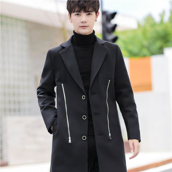 2021 autumn of wool trench coat jackets thin korean men zipper solid jacket steetwear outward coats kizu, Black
2021 autumn of wool trench coat jackets thin korean men zipper solid jacket steetwear outward coats kizu, Black