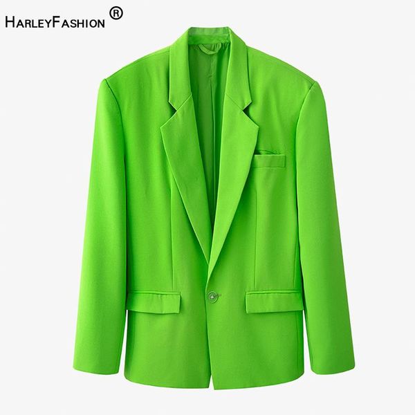 women's suits & blazers harleyfashion euramerican style unique single button high street quality loose fluorescence green blazer, White;black
women's suits & blazers harleyfashion euramerican style unique single button high street quality loose fluorescence green blazer, White;black