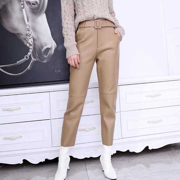 trousers women korean style genuine leather high waist pants women plus size pencil pants ladies with belt 211006, Black;white
trousers women korean style genuine leather high waist pants women plus size pencil pants ladies with belt 211006, Black;white