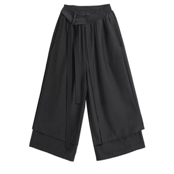men's pants classic dark sun personality asymmetrical layering design loose large straight leg eight, Black
men's pants classic dark sun personality asymmetrical layering design loose large straight leg eight, Black