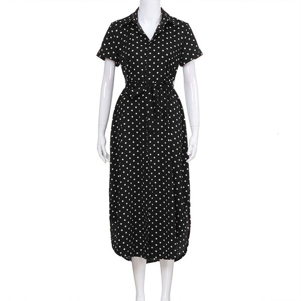 2021 new women casual summer short sleeve polka dot shirt long elegant lace up sashes beach vintage boho f8p7, Black;gray
2021 new women casual summer short sleeve polka dot shirt long elegant lace up sashes beach vintage boho f8p7, Black;gray