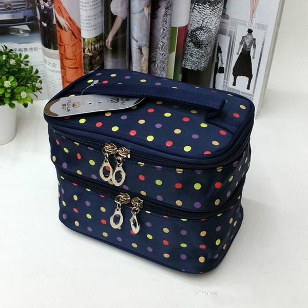 bag printing tote cosmetic toiletry bag double brush case travel makeup nylon large zipper dots layer colorful nbbev, Red;black 
bag printing tote cosmetic toiletry bag double brush case travel makeup nylon large zipper dots layer colorful nbbev, Red;black