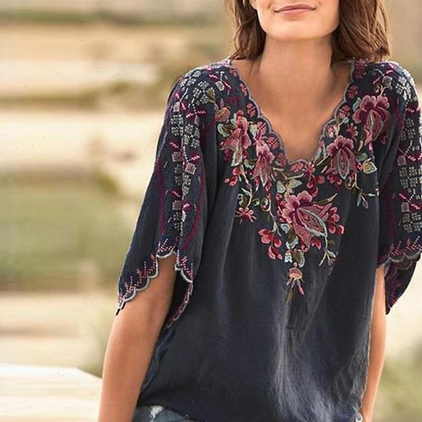 women vintage embroidery summer print shirt v neck short sleeve blouse blusa femme drop shipping, White
women vintage embroidery summer print shirt v neck short sleeve blouse blusa femme drop shipping, White