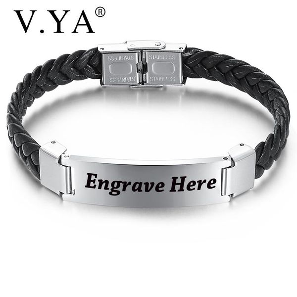charm bracelets v.ya engraved silicone braided rope for male punk individuality stainless steel engrave name black bangle, Golden;silver
charm bracelets v.ya engraved silicone braided rope for male punk individuality stainless steel engrave name black bangle, Golden;silver