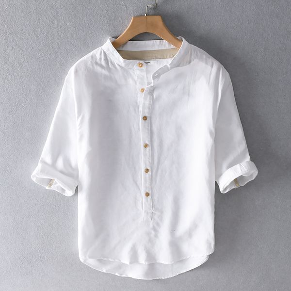 2021 new summer three-quarter sleeve cotton and linen shirt brand casual stand collar white shirts for men fashion chemise gdi7, White;black
2021 new summer three-quarter sleeve cotton and linen shirt brand casual stand collar white shirts for men fashion chemise gdi7, White;black
