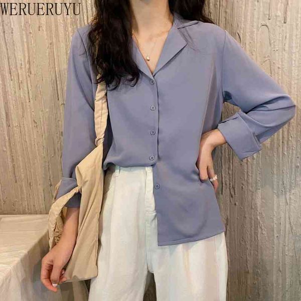 werueruyu casual loose women blouses shirts minimalist single-breasted female blue shirts spring oversized 210608, White
werueruyu casual loose women blouses shirts minimalist single-breasted female blue shirts spring oversized 210608, White