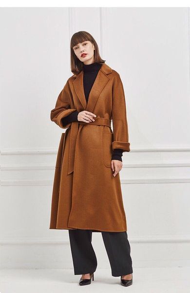 women's wool & blends max 20 classic manual double-sided cloth cashmere blended the long coat water ripple, Black
women's wool & blends max 20 classic manual double-sided cloth cashmere blended the long coat water ripple, Black