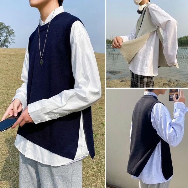 men's vests retro weater men's classic sleeveless knitted o-neck solid split pullover sweaters spring autumn outerwear male clothes, Black;white
men's vests retro weater men's classic sleeveless knitted o-neck solid split pullover sweaters spring autumn outerwear male clothes, Black;white