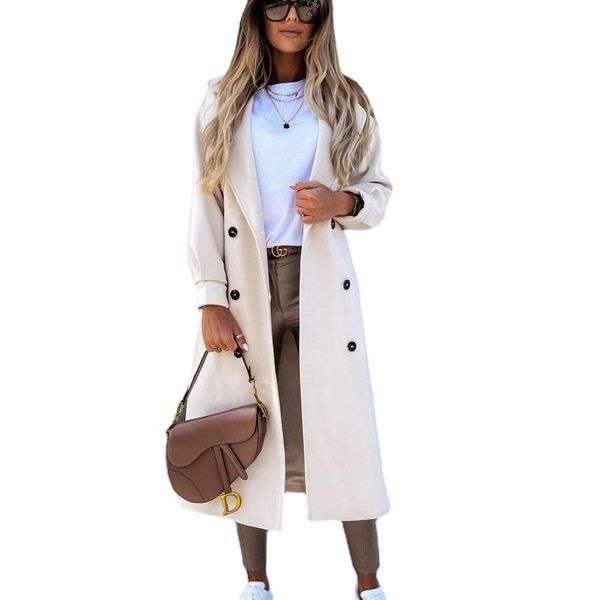 women's wool & blends women woolen coat 2021 autumn winter long sleeve suit collar double breasted trench fashion donsignet, Black
women's wool & blends women woolen coat 2021 autumn winter long sleeve suit collar double breasted trench fashion donsignet, Black