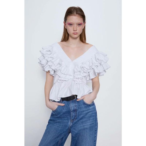 women's blouses & shirts solid ruffle pleated shirt women folds ruffles v neck short butterfly sleeve backless loose lady summer casual, White
women's blouses & shirts solid ruffle pleated shirt women folds ruffles v neck short butterfly sleeve backless loose lady summer casual, White