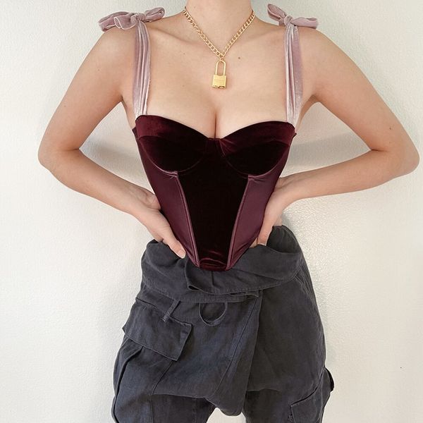 2021 new velour tank padded underwire boning lining tie up single breasted summer bustier women casual party corset f0e8, White
2021 new velour tank padded underwire boning lining tie up single breasted summer bustier women casual party corset f0e8, White