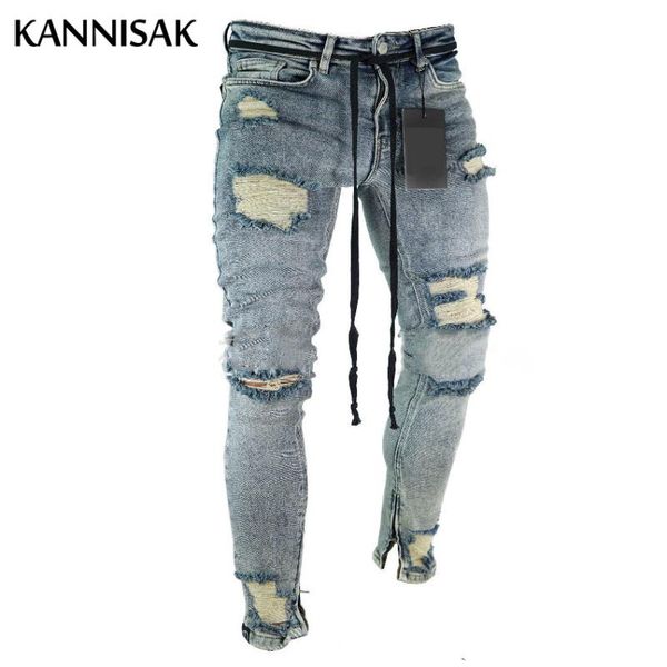men's jeans kannisak casual men 2021 ripped hole stretch denim pants zipper bottom grey pencil skinny street wear male trousers, Blue
men's jeans kannisak casual men 2021 ripped hole stretch denim pants zipper bottom grey pencil skinny street wear male trousers, Blue