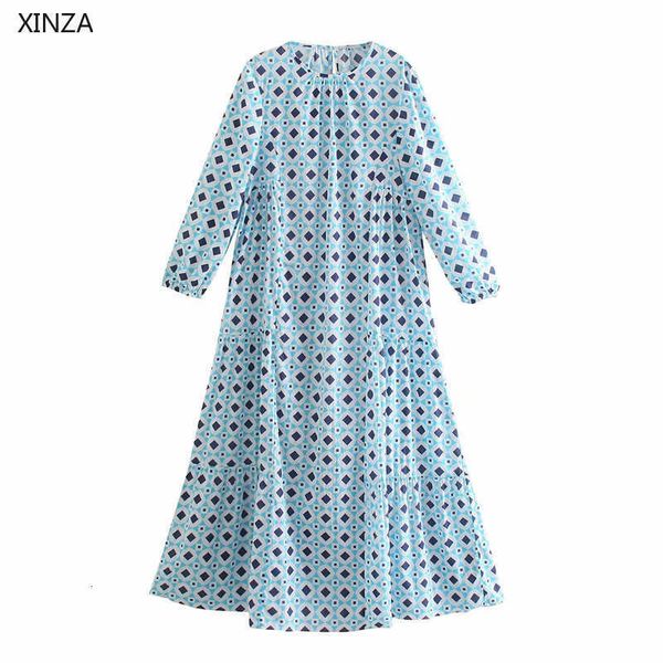 casual dresses women blue print long summer o neck loose vintage party woman chic back opening flounce hem elegant rbtp, Black;gray
casual dresses women blue print long summer o neck loose vintage party woman chic back opening flounce hem elegant rbtp, Black;gray