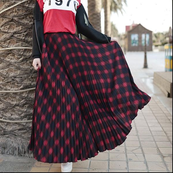 women plaid skirt spring summer a line high waist long pleated maxi skirts femme drop shipping, Black
women plaid skirt spring summer a line high waist long pleated maxi skirts femme drop shipping, Black