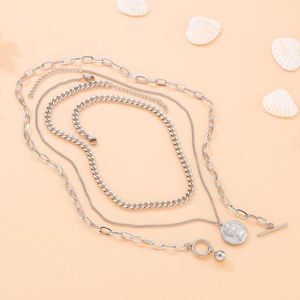 pendant necklaces trendy multi layer necklace for women silver color stainless steel coin female jewelry
pendant necklaces trendy multi layer necklace for women silver color stainless steel coin female jewelry
