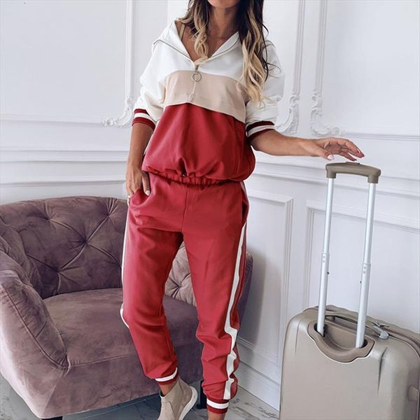two piece set autumn womens pants winter patchwork zipper hooded elastic tie feet casual sportswear tracksuit clothes sj7037c, White
two piece set autumn womens pants winter patchwork zipper hooded elastic tie feet casual sportswear tracksuit clothes sj7037c, White