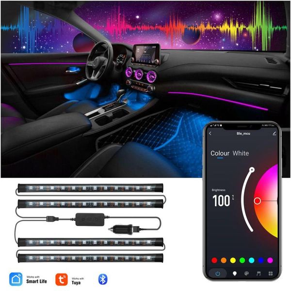 car headlights tuya smart life rgb led strip lights with two-line design, 48 leds app control light kit diy mode and music sync
car headlights tuya smart life rgb led strip lights with two-line design, 48 leds app control light kit diy mode and music sync