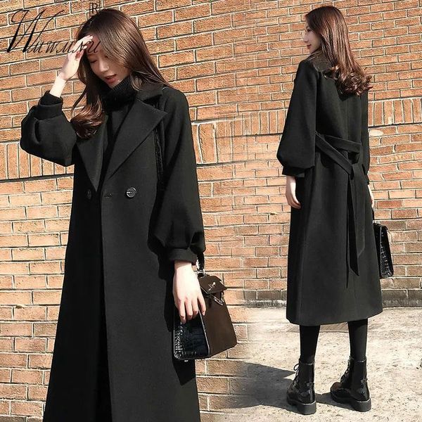 women's wool & blends elegant chic plus size long coats women korean fashion loose thick sashes woolen coat streetwear outdoor warm win, Black
women's wool & blends elegant chic plus size long coats women korean fashion loose thick sashes woolen coat streetwear outdoor warm win, Black