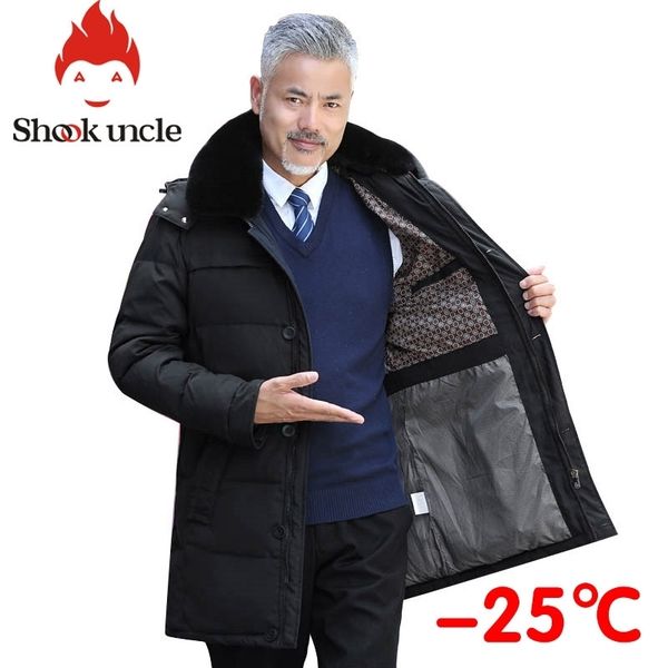winter down coat middle age men casual warm hooded down coats luxury fur collar thick long down jacket men 210222, Black
winter down coat middle age men casual warm hooded down coats luxury fur collar thick long down jacket men 210222, Black
