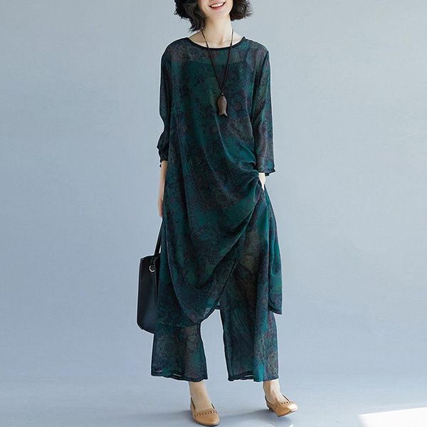 two piece dress large size women chiffon and pants suit fashion retro print long shirt wide leg casual set outfit f2811, White
two piece dress large size women chiffon and pants suit fashion retro print long shirt wide leg casual set outfit f2811, White