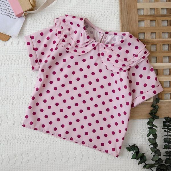 shirts summer 2021 casual solid blouse for girls short sleeve polka dot fashion clothes, White;black
shirts summer 2021 casual solid blouse for girls short sleeve polka dot fashion clothes, White;black