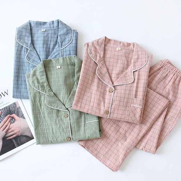 new water-washing cotton long-sleeved pants pajamas for women loungewear plaid sleepwear autumn lapel pure cotton home clothes, Black;red
new water-washing cotton long-sleeved pants pajamas for women loungewear plaid sleepwear autumn lapel pure cotton home clothes, Black;red