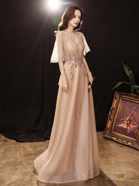 champagne women floor-length mesh evening dresses v-neck flare sleeve applique skirt wedding banquet gown vestidos de festa, Red
champagne women floor-length mesh evening dresses v-neck flare sleeve applique skirt wedding banquet gown vestidos de festa, Red
