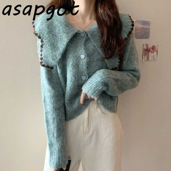 temperament gentle solid knitted peter pan collar cardigan women jacket korean chic fashion sweaters&jumpers clothing pull 210610, White
temperament gentle solid knitted peter pan collar cardigan women jacket korean chic fashion sweaters&jumpers clothing pull 210610, White