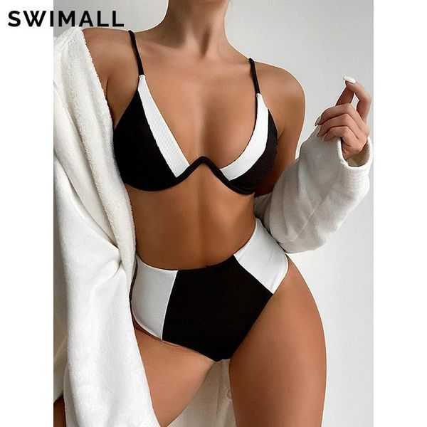 women's swimwear splicing high waist bikini 2021 female swimsuit women push up set thong bathing suit bather beach wear biquini, White;black
women's swimwear splicing high waist bikini 2021 female swimsuit women push up set thong bathing suit bather beach wear biquini, White;black