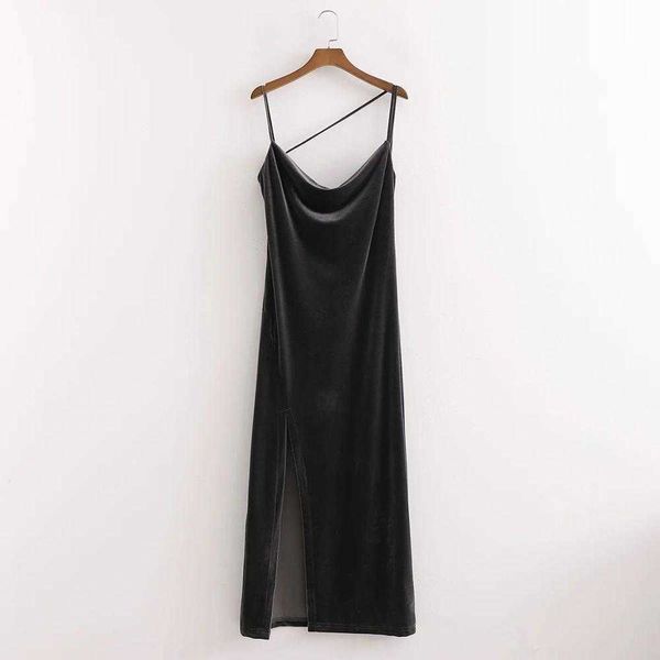 women velvet midi dress thin straps sleeveless draped dress elegant lady dinner party cozy homewear woman dresses 210709, Black;gray
women velvet midi dress thin straps sleeveless draped dress elegant lady dinner party cozy homewear woman dresses 210709, Black;gray