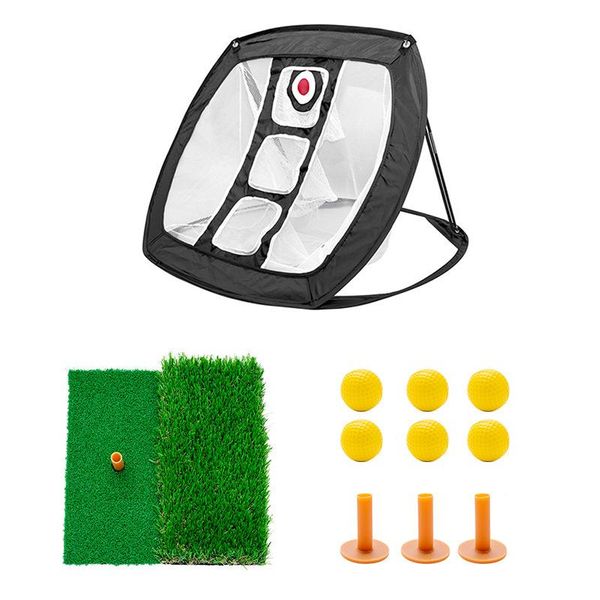 golf practice net training net chipping swing mat set with 6 balls 3 rubber tee 
golf practice net training net chipping swing mat set with 6 balls 3 rubber tee