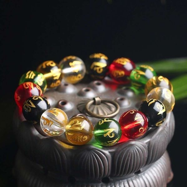 six character mantra five elements bracelet glass bracelet for men and women, Golden;silver
six character mantra five elements bracelet glass bracelet for men and women, Golden;silver