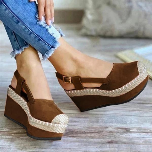 sandals women wedge platform summer slip on ladies buckle strap shoes fashion round toe casual female footwear 2021 d4, Black
sandals women wedge platform summer slip on ladies buckle strap shoes fashion round toe casual female footwear 2021 d4, Black