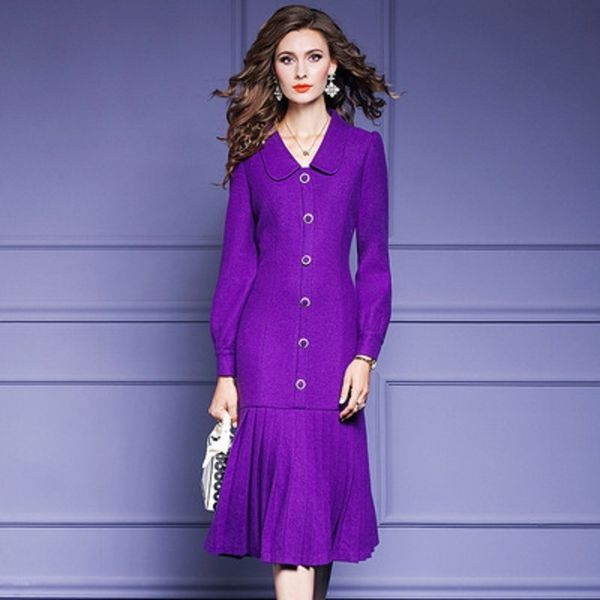 new fashion office lady woolen dresses 2021 autumn winter peter pan collar dress women's slim luxury long sleeve celebrity skirt gigj, Black;gray
new fashion office lady woolen dresses 2021 autumn winter peter pan collar dress women's slim luxury long sleeve celebrity skirt gigj, Black;gray