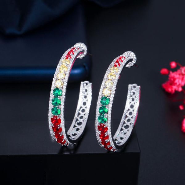 hoop & huggie cwwzircons sparkling multi colored cubic zirconia crystal big half round circle earrings for women party jewellery cz921, Golden;silver
hoop & huggie cwwzircons sparkling multi colored cubic zirconia crystal big half round circle earrings for women party jewellery cz921, Golden;silver
