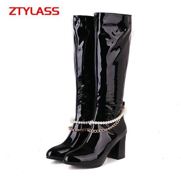 boots women patent leather knee high square heel candy colors women's fashion string bead ladies autumn winter shoes, Black
boots women patent leather knee high square heel candy colors women's fashion string bead ladies autumn winter shoes, Black