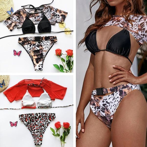 women's swimwear 3pcs women leopard patchwork triangle bikini set+mesh swimming bathing suit high waist brazilian beachwear holiday, White;black
women's swimwear 3pcs women leopard patchwork triangle bikini set+mesh swimming bathing suit high waist brazilian beachwear holiday, White;black