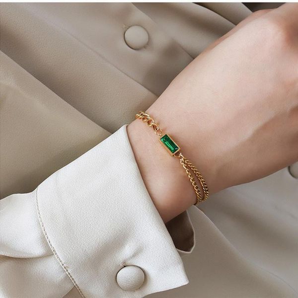 link, chain simple gold plated stainless steel multi-layer chains bracelets bangles women jewelry, green black rectangle crystal bracelet
link, chain simple gold plated stainless steel multi-layer chains bracelets bangles women jewelry, green black rectangle crystal bracelet