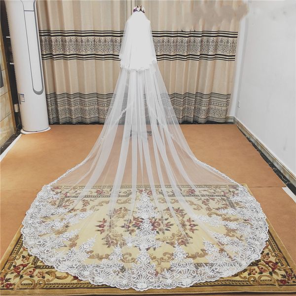 real p 3m white ivory lace wedding veil with comb white lace edge bridal veils ivory appliqued cathedral wedding veil, Black
real p 3m white ivory lace wedding veil with comb white lace edge bridal veils ivory appliqued cathedral wedding veil, Black