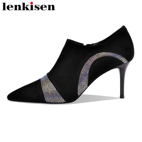 dress shoes lenkisen handmade women kid suede pointed toe heels rhinestone elegant lady dinner party zip pumps l05, Black
dress shoes lenkisen handmade women kid suede pointed toe heels rhinestone elegant lady dinner party zip pumps l05, Black