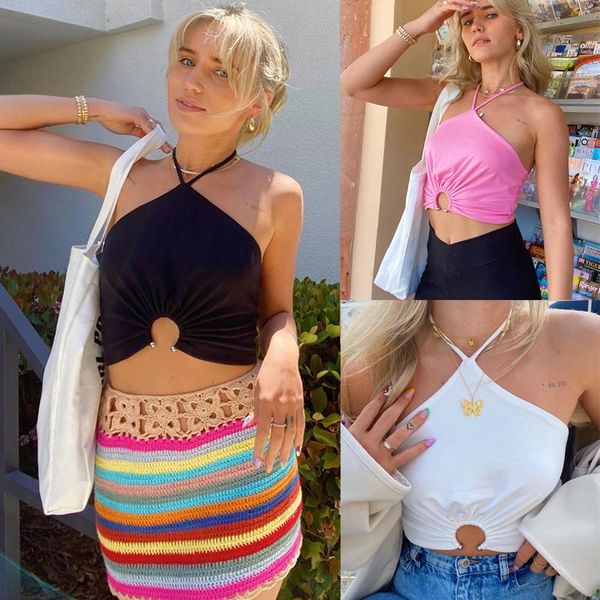women's tanks & camis halter hole black women camisole sleeveless bandage pink summer female streetwear cotton lady 2021, White
women's tanks & camis halter hole black women camisole sleeveless bandage pink summer female streetwear cotton lady 2021, White