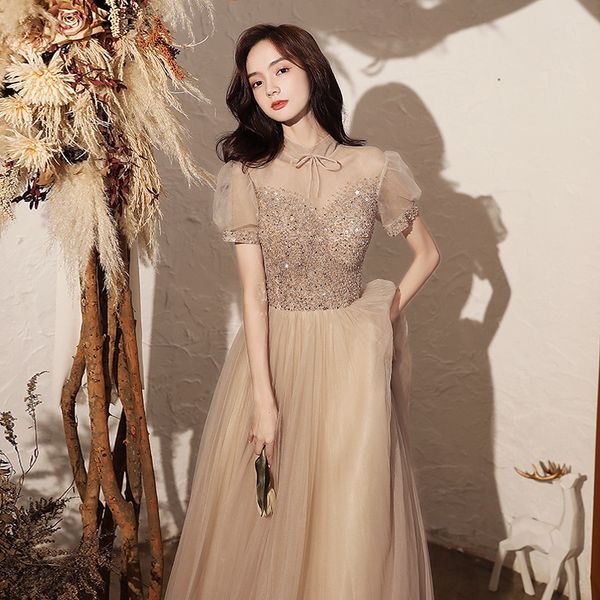 romantic bowknot tulle high collar short sleeve a line prom party gown brilliant sequins backless slim formal evening dress, Black;red
romantic bowknot tulle high collar short sleeve a line prom party gown brilliant sequins backless slim formal evening dress, Black;red