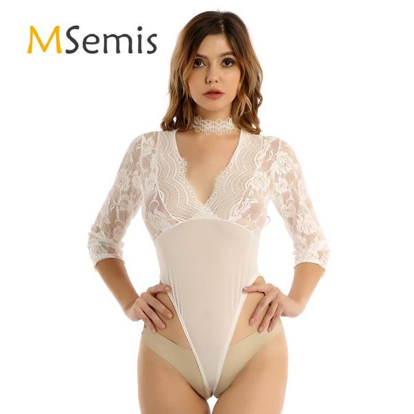 womens lingerie bodysuit underwear see-through lace patchwork sheer bodysuit deep v neck high cut jumpsuit with neck ring
womens lingerie bodysuit underwear see-through lace patchwork sheer bodysuit deep v neck high cut jumpsuit with neck ring
