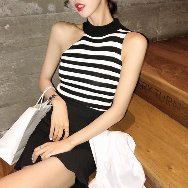 women hollow out halter neck off shoulder knitted tanks crop female tanks sleeveless stripped cropped t shirts tees camisole girls, White
women hollow out halter neck off shoulder knitted tanks crop female tanks sleeveless stripped cropped t shirts tees camisole girls, White