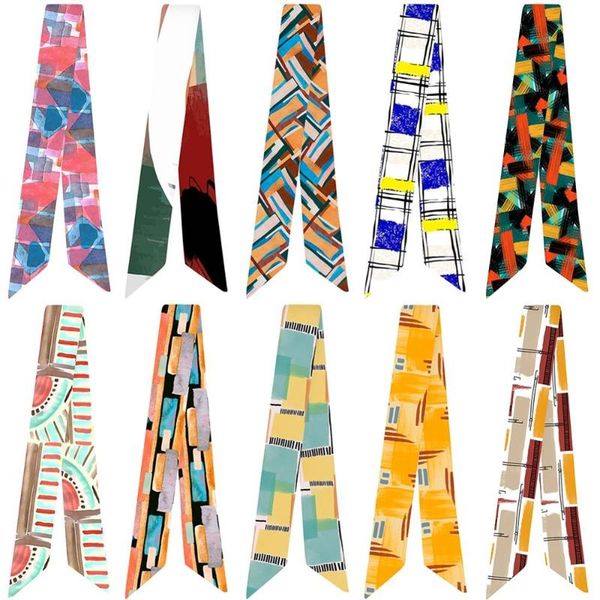 scarves abstract geometric print variety bag handle tie wrap silk scarf small multifunction hand ribbon 95cm*5cm, Blue;gray
scarves abstract geometric print variety bag handle tie wrap silk scarf small multifunction hand ribbon 95cm*5cm, Blue;gray