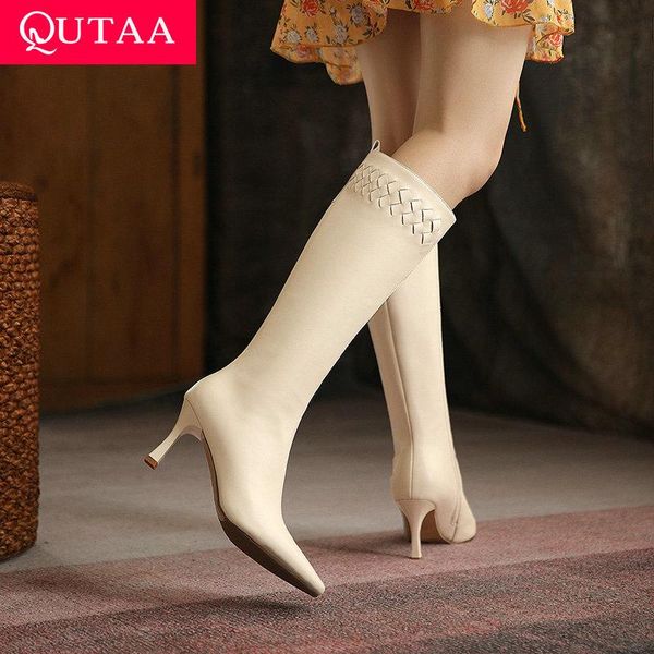 boots qutaa 2022 stretch knee high thin heel pointed toe long autumn winter zipper women shoes size 34-39, Black
boots qutaa 2022 stretch knee high thin heel pointed toe long autumn winter zipper women shoes size 34-39, Black