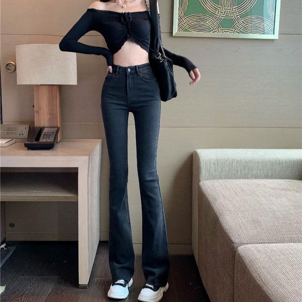 women's jeans south korea female black bootleg fall 2021 easing the drape of tall waist straight thin wide-legged pants, Blue
women's jeans south korea female black bootleg fall 2021 easing the drape of tall waist straight thin wide-legged pants, Blue