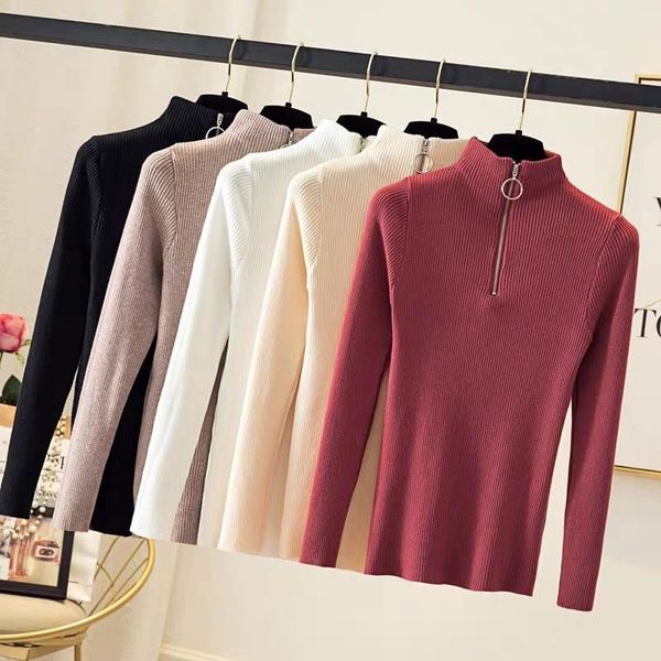 women's sweaters winter knit turtleneck designer high neck half zipper pullover custom, White;black
women's sweaters winter knit turtleneck designer high neck half zipper pullover custom, White;black
